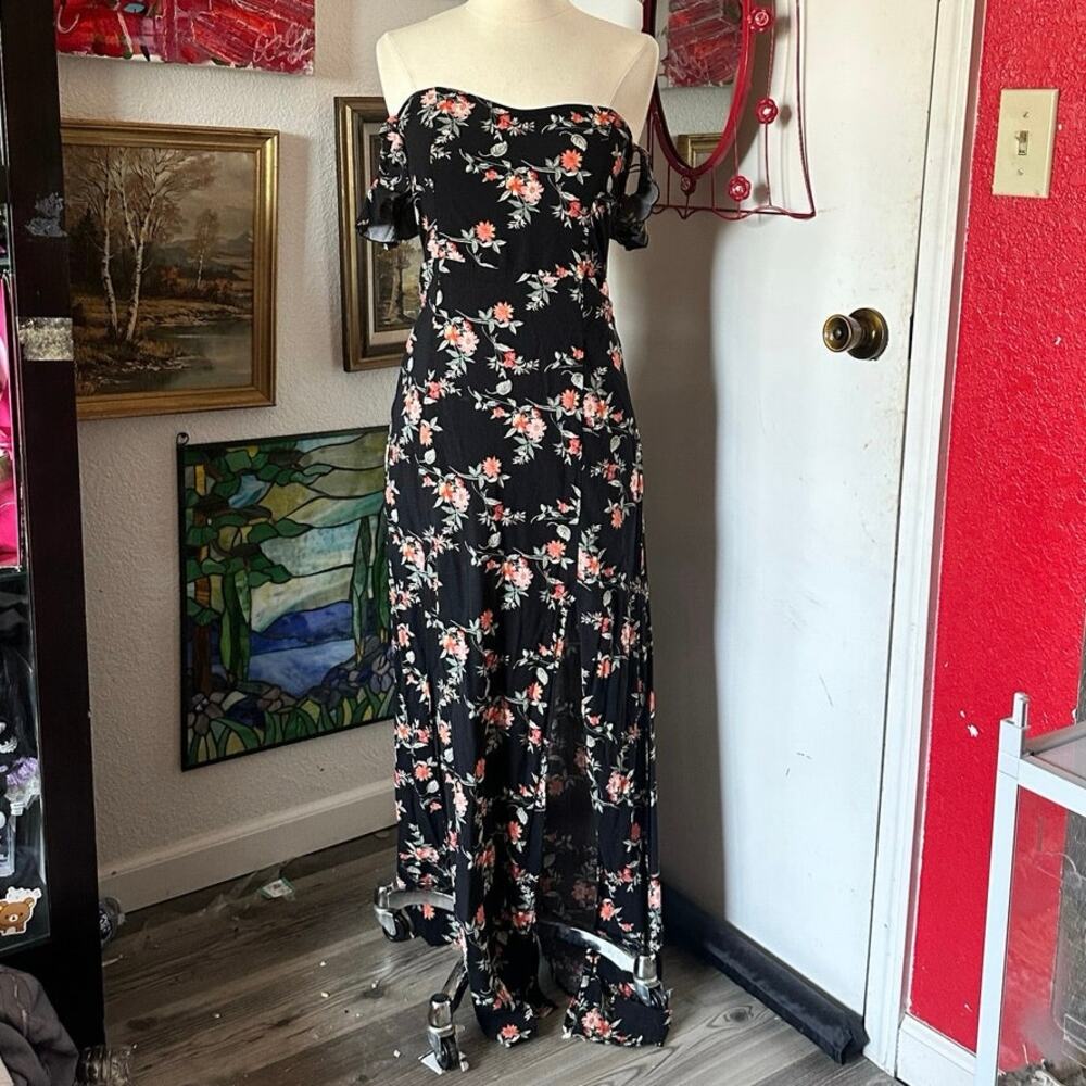 ambience orange black floral maxi dress